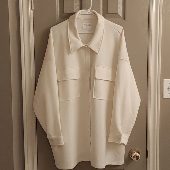 NWT WOMEN'S IVORY SHACKET JACKET SIZE 1X - Picture 1 of 11